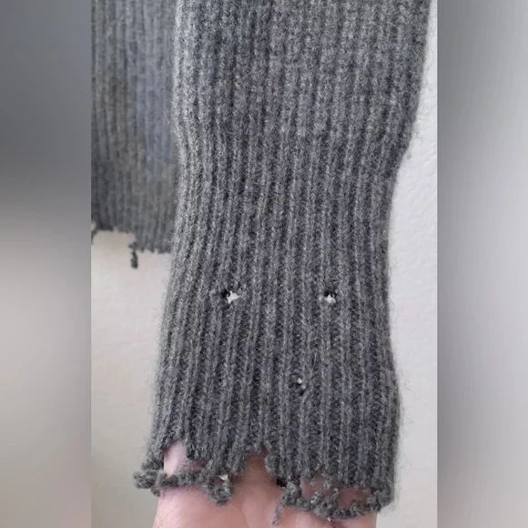 NWOT RtA CELINE Hooded Sweater Dress Tunic Hoodie Cashmere Knit Ash Distressed - Picture 6 of 16